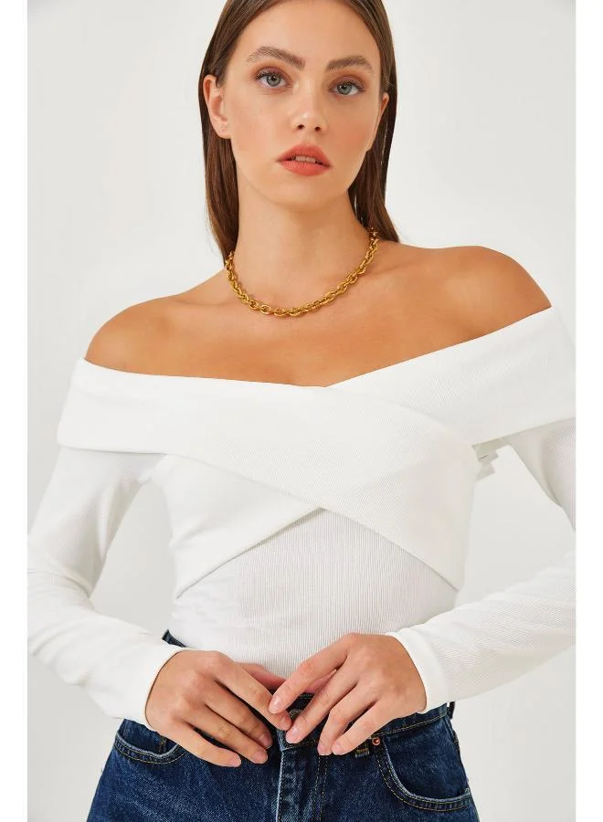 Ginger Off Shoulder Foldover Detail Top